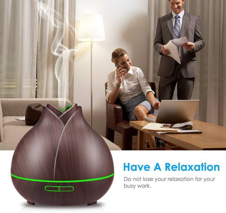 Cool Mist 400ml Wood Grain Ultrasonic Aroma Essential Oil Diffuser for Office Bedroom
