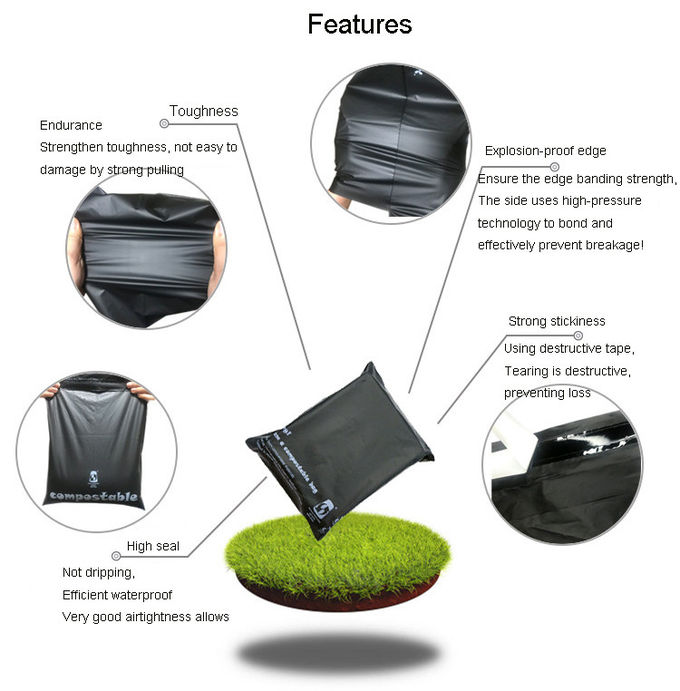 Black Cornstarch 100 Compostable Mailer , 10 * 13 Inch Biodegradable Postage Bags