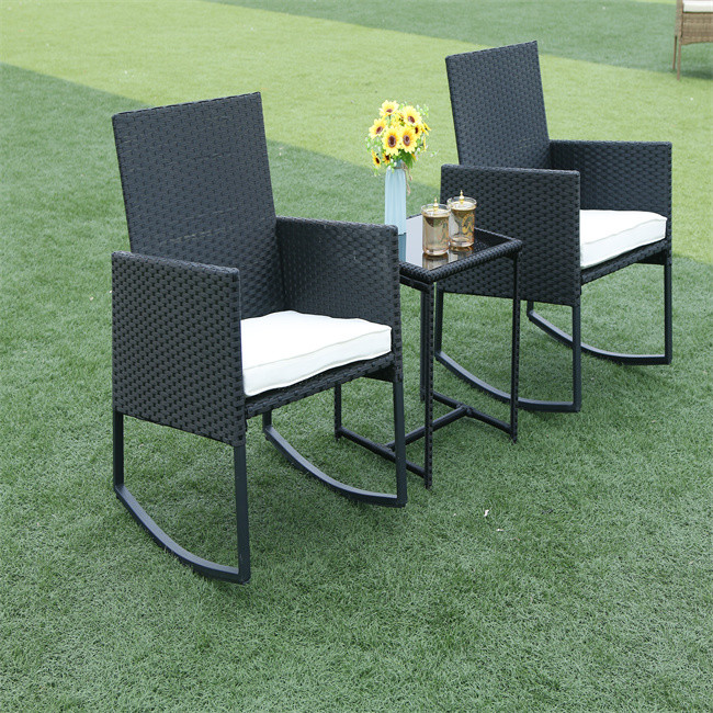 PE Rattan Woven 3 Set Table Chair Hot Sale Best Design swing chair Outdoor Furniture Set High Quality 300 Kg Capacity