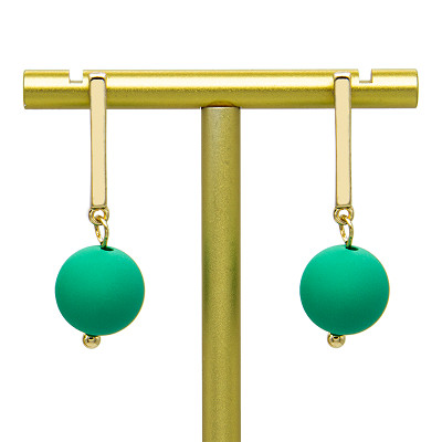 Stainless Steel Fashion Jewelry Earrings Green ball Clip On Stud Earrings