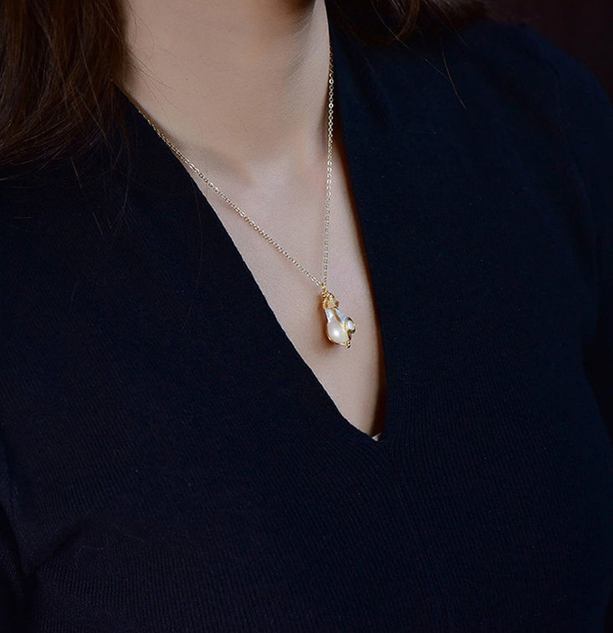 New Trendy Natural Pearl Necklace For Women Copper Natural Baroque Pearl Necklace Jewelry Party Wedding Choker Necklace