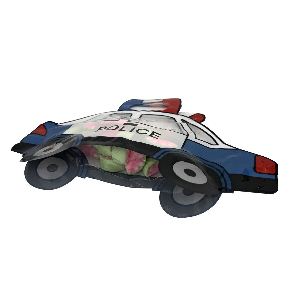 Cartoon Police Car Shape Die Cutting Stand Up Pouch Bags Wholesale with Resealable Zipper for Food Snacks Storage