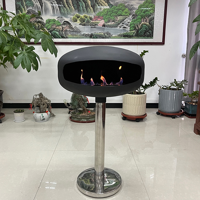 Indoor Carbon Steel Ethanol / Bioethanol Fireplace Freestanding