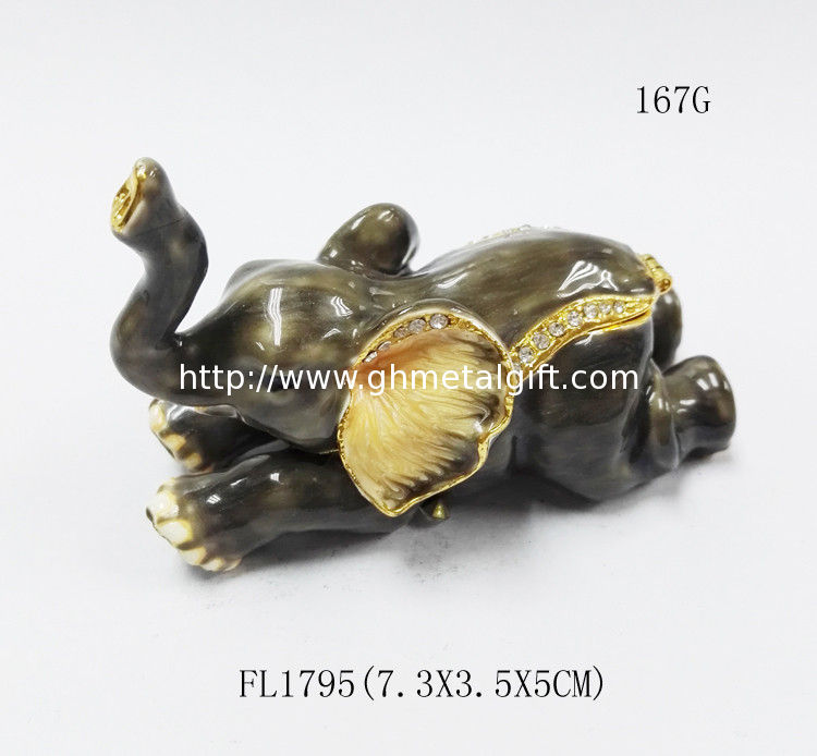 Custom metal elephant shaped vintage jewelry box for promotional gift