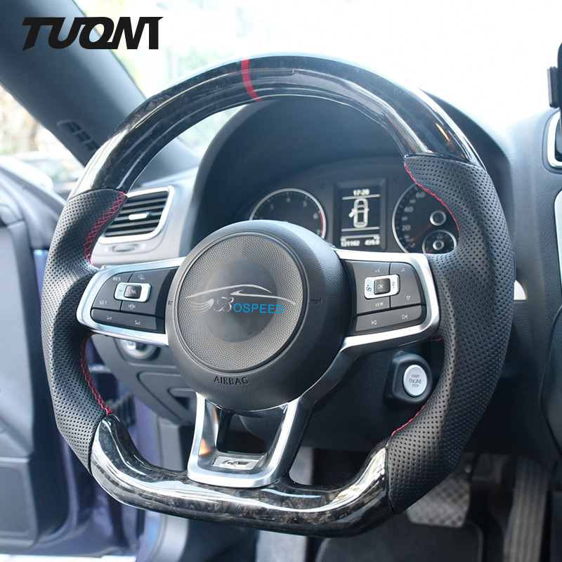 350mm Forged Carbon Fiber Steering Wheel Customizable VW Golf GTI R R-Line GTS
