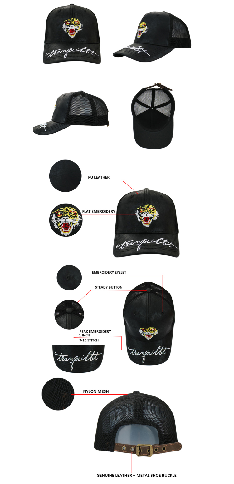 Waterproof Casual PU Leather Baseball Cap / Summer Baseball Caps Unisex