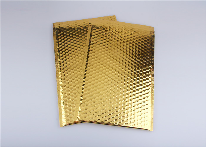 Gold Metallic Bubble Mailers / Decorative Padded Envelopes Customized Printed