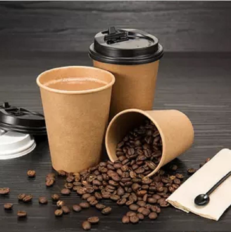 Hot Cold Drink Single Wall PE Coating Take Away 8oz Biodegradable Kraft Paper Cups