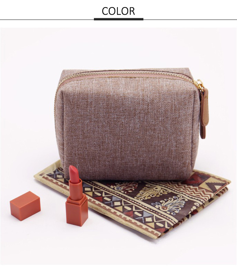 Simple Style Linen Toiletry Makeup Bag Pure Color Cosmetic Bag