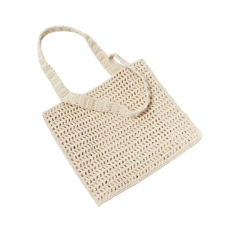 Women Children Hollow Crochet Straw Woven Bag Summer Seaside Letter