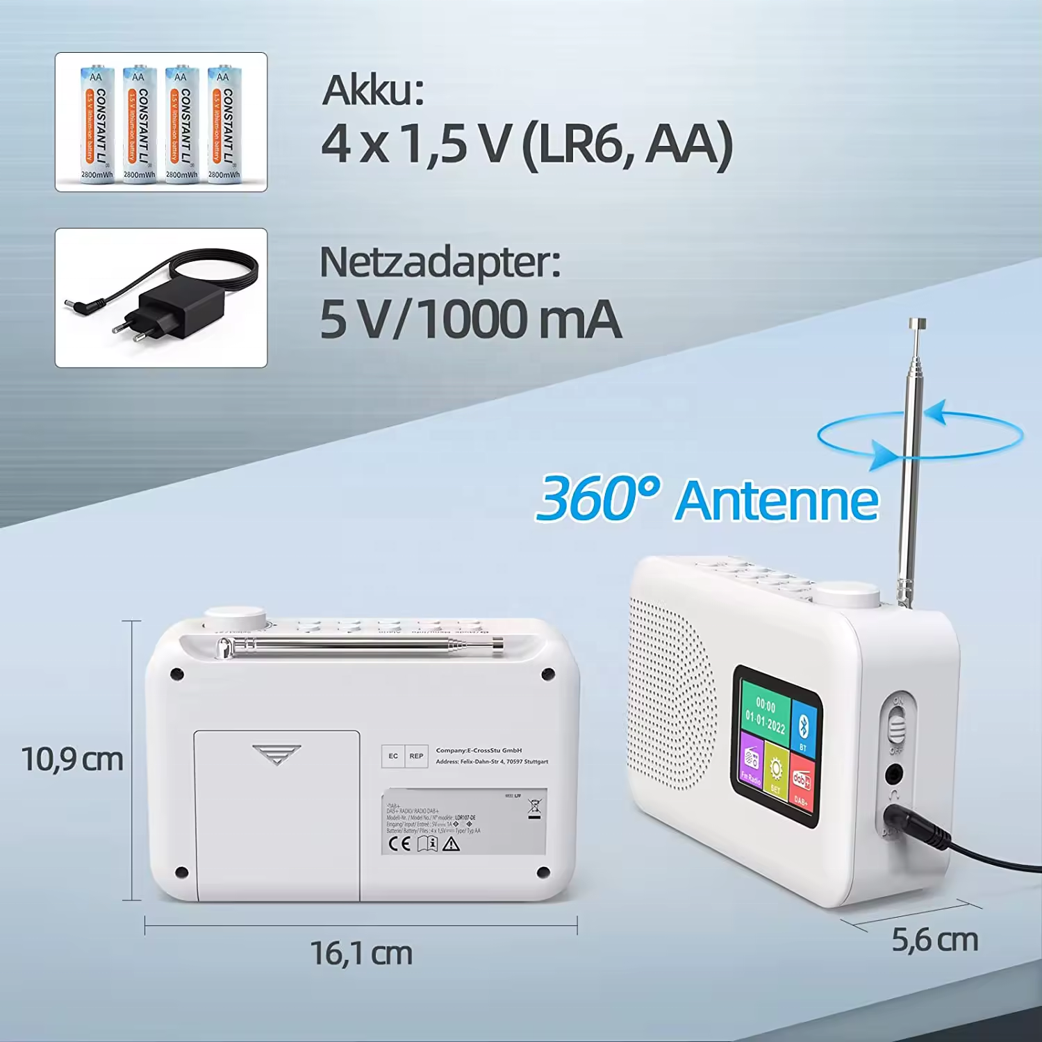 Private Mold Portable DAB/DAB FM Radio with Speaker and TFT Display AC Power Operated