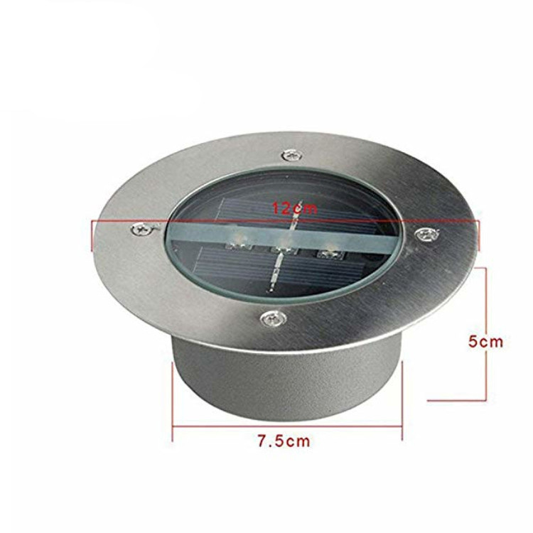3 Leds Outdoor Ground Lamps , Light Steel Tempered Glass Solar Led Lawn Lights
