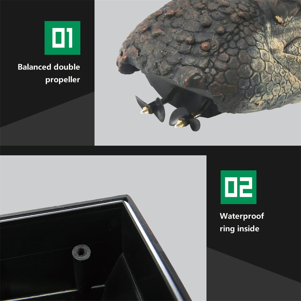 2.4ghz Remote Control RC Boat Simulation RC Crocodile Head Army Color