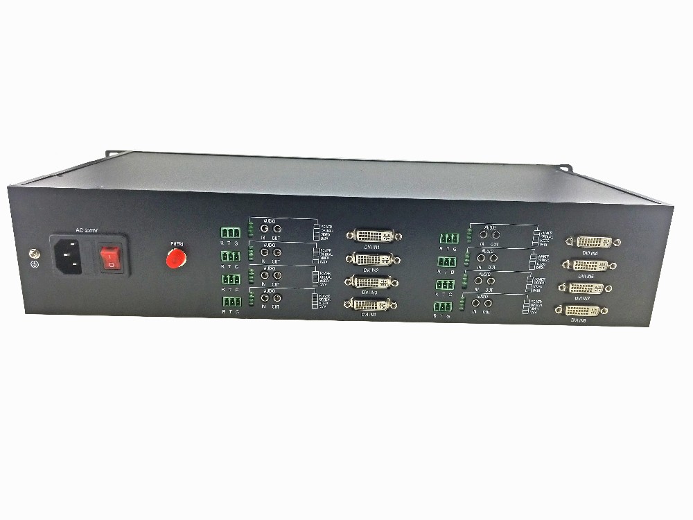 8 channel uncompressed DVI forward video to fiber converter + 8 ch RS232+ 8 channel audio