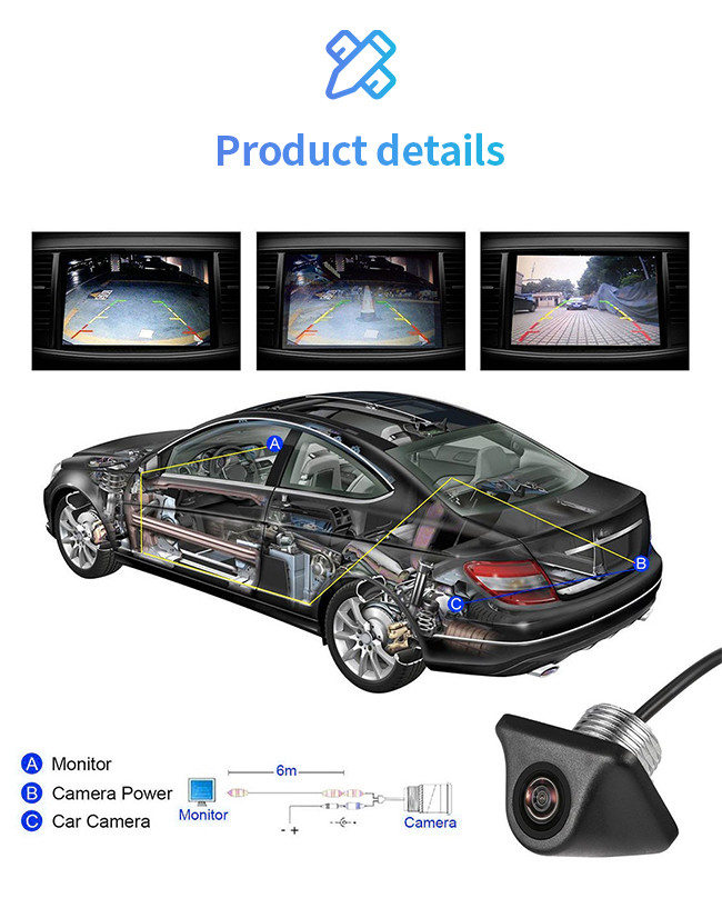 Waterproof Rear View Reverse Parking Camera Little Korean Style Unlit 18.5mm Perforated