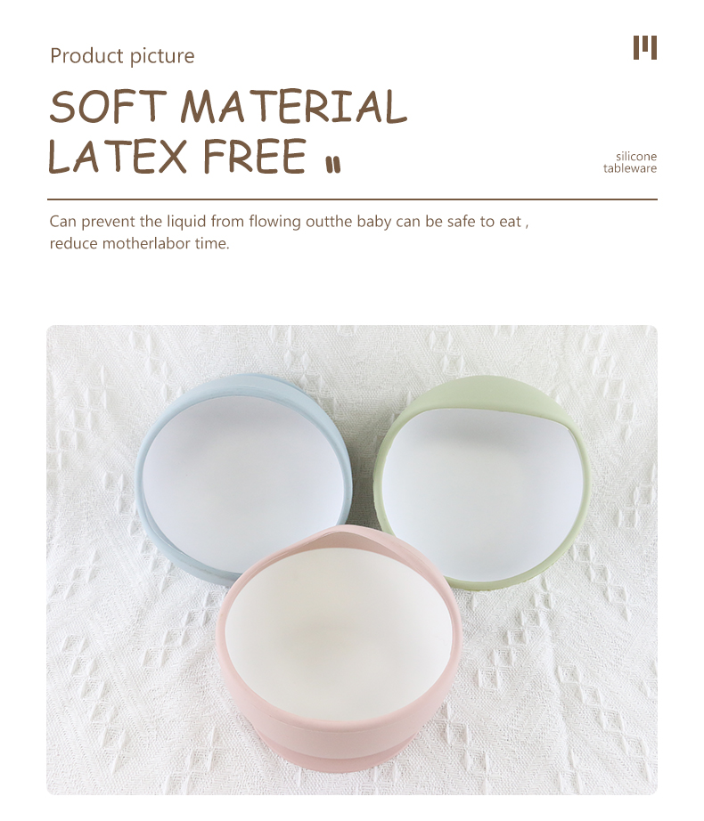 Custom BPA Free Baby Food Bowl Set , Food Grade Suction Baby Silicone Bowl