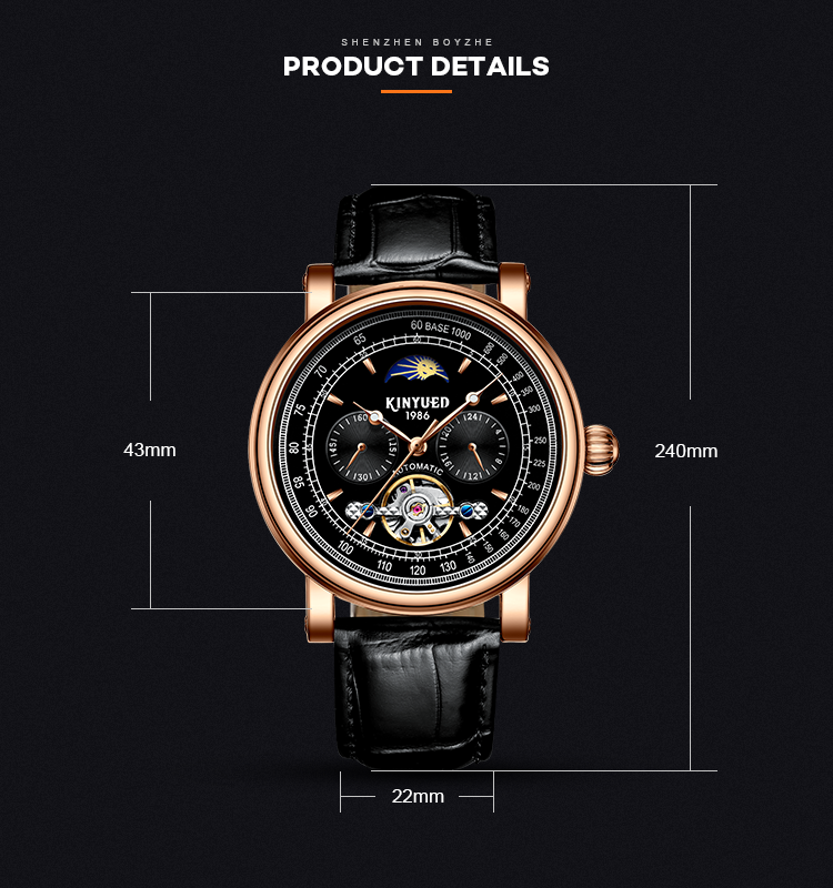 Business Automatic Mechanical Watch High Hardness Glass Abrasion Resistance