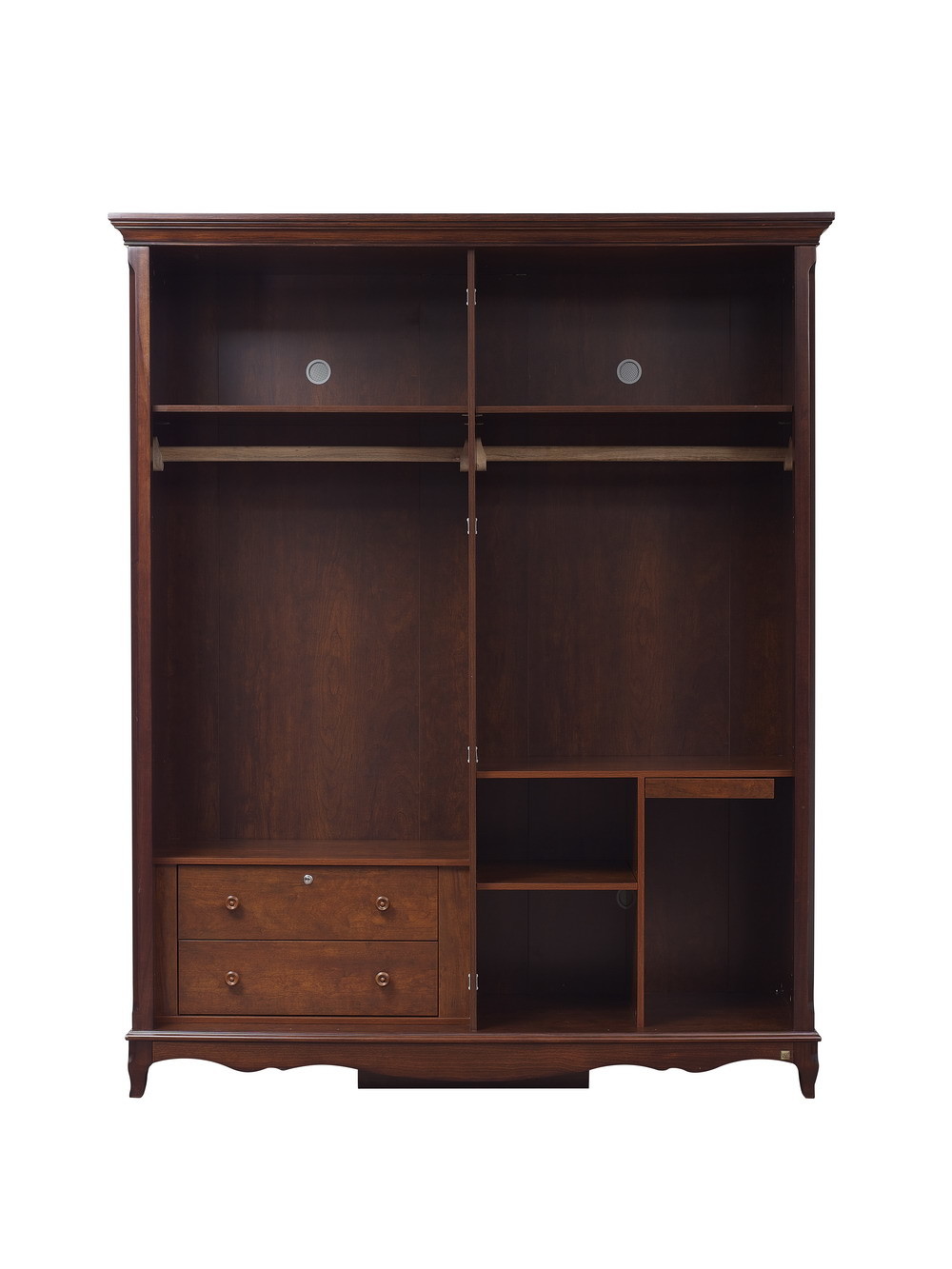 Rubber Wood Furniture Thailand solid wood King/Queen Bed in Leisure American style with Nightstand and Wardrobe