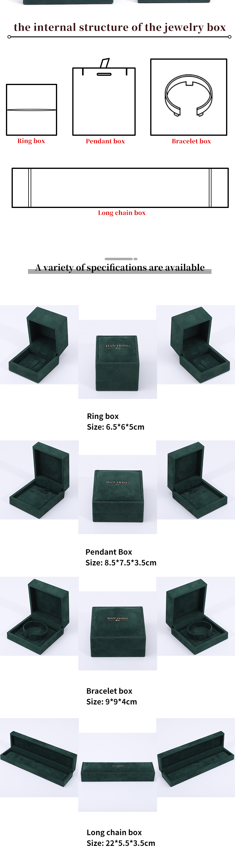 Dark Green Soft Touch Velvet Luxury Jewelry Packaging Box with Shining LED Light
