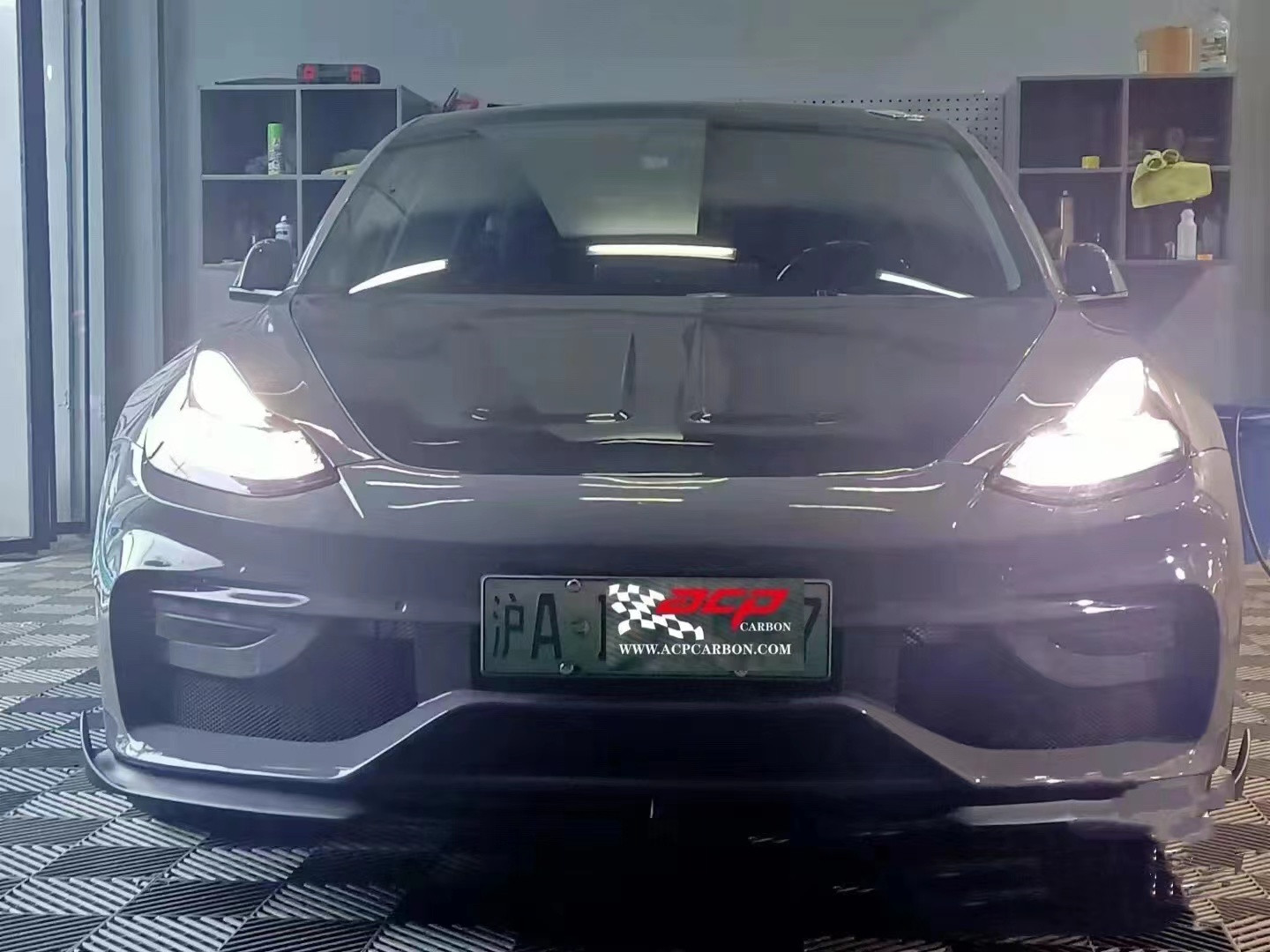 FPR 2019 Spoiler For Tesla Model 3 Body Kit 2022 ACP Style Front And Rear Bumper