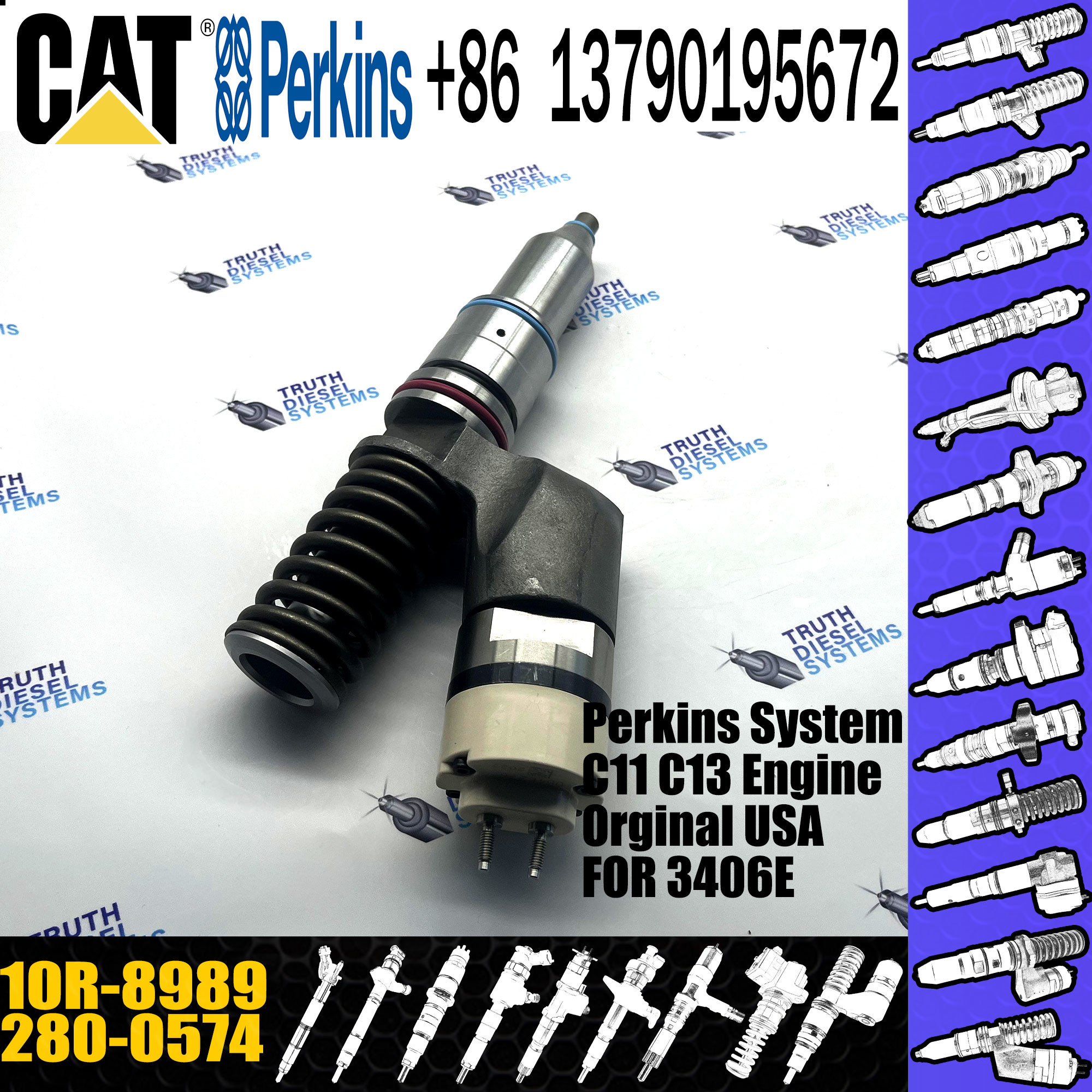Construction Machinery Parts C15 Diesel Injector CA2800574 280-0574 2800574 10R8989 10R-8989