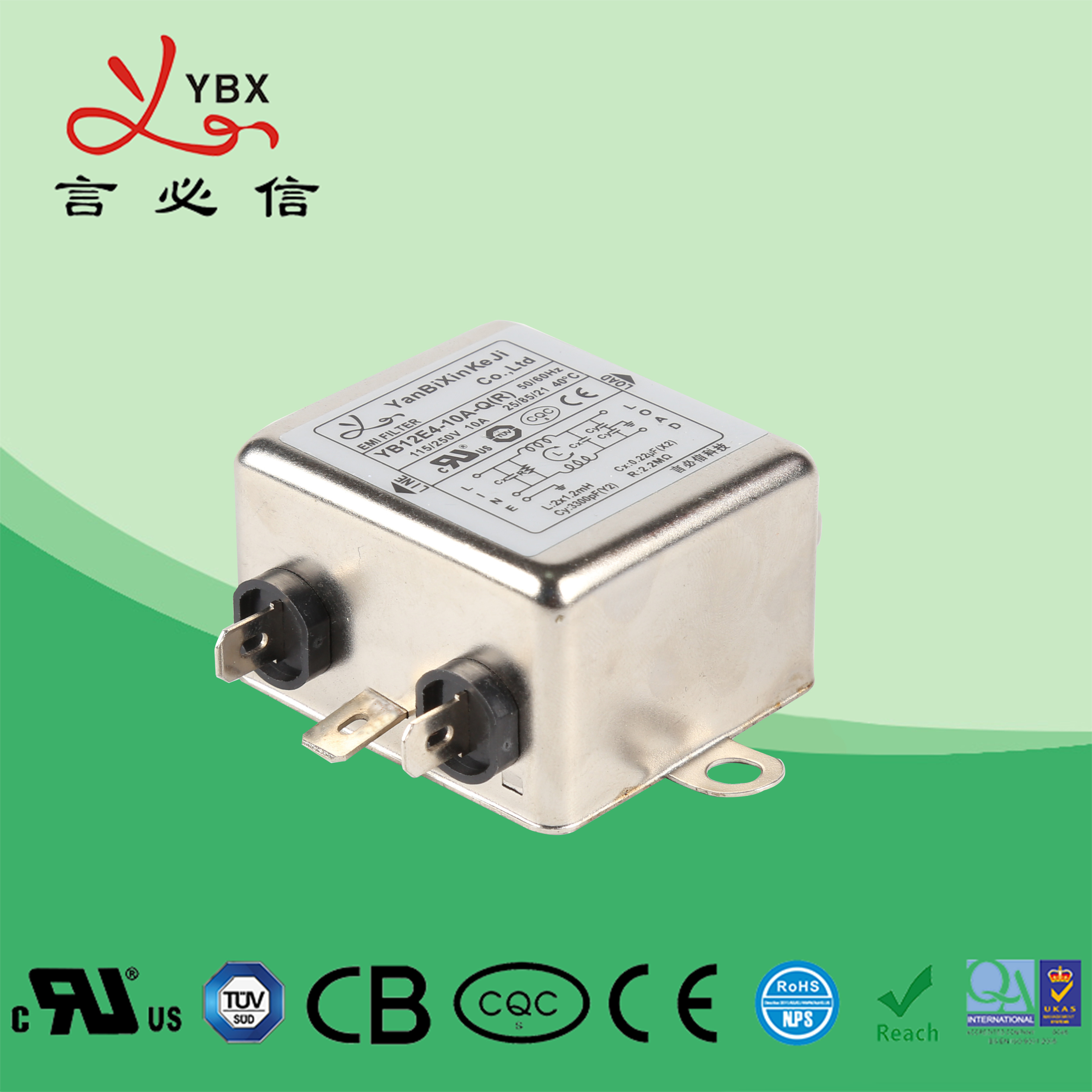 IEC EMI Inlet Filter 1A Low Current Power Inlet Filter For Medical Equipment