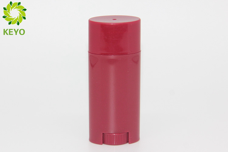 Oval Shape Deodorant Stick Containers , 15g Red PP Plastic Deo Stick Container