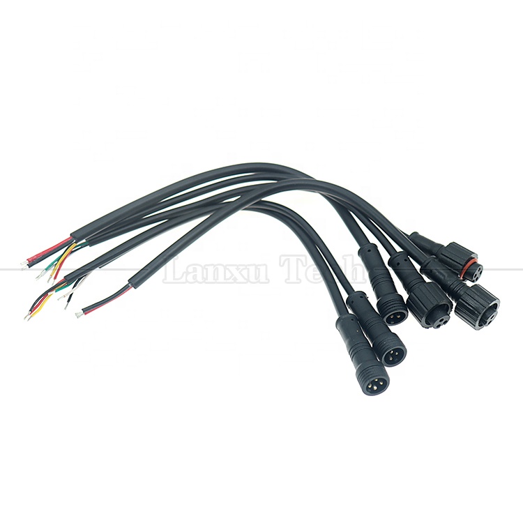 Customization IP67 IP68 Waterproof M12 2pin 3 Pin 4pin M12 DC to Open Bare Wires End Cable for LED Light