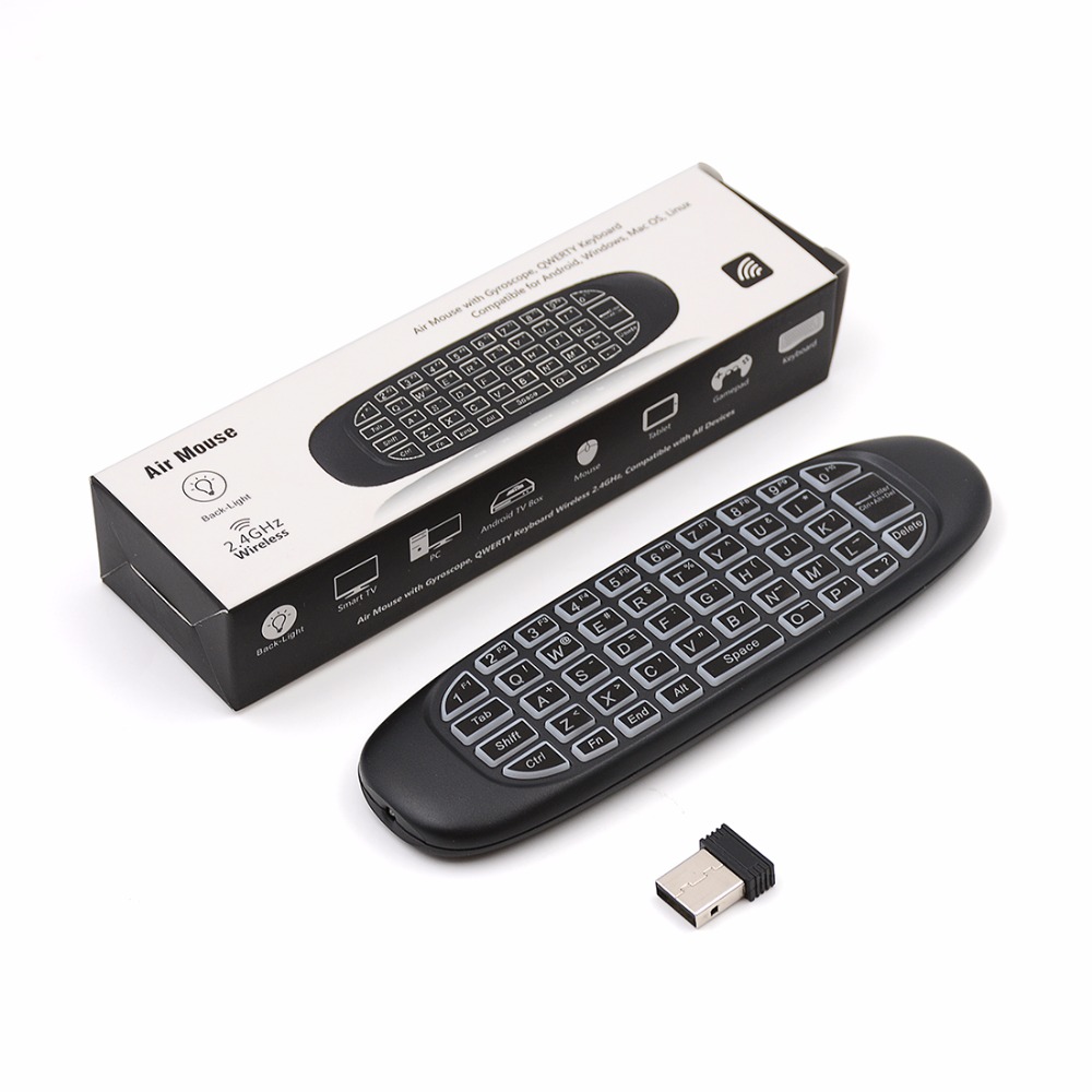 Long Operating Range Air Mouse Backlight 2.4G Remote Control With Keyboard