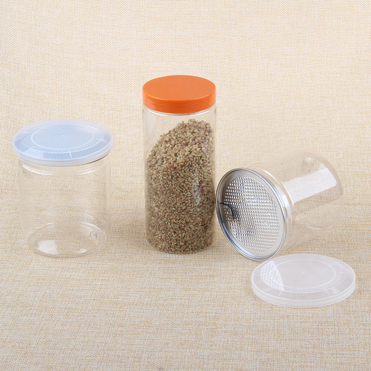 Leaf Shape 1200ml PET Plastic Screw Cap Jars For Candy Storage