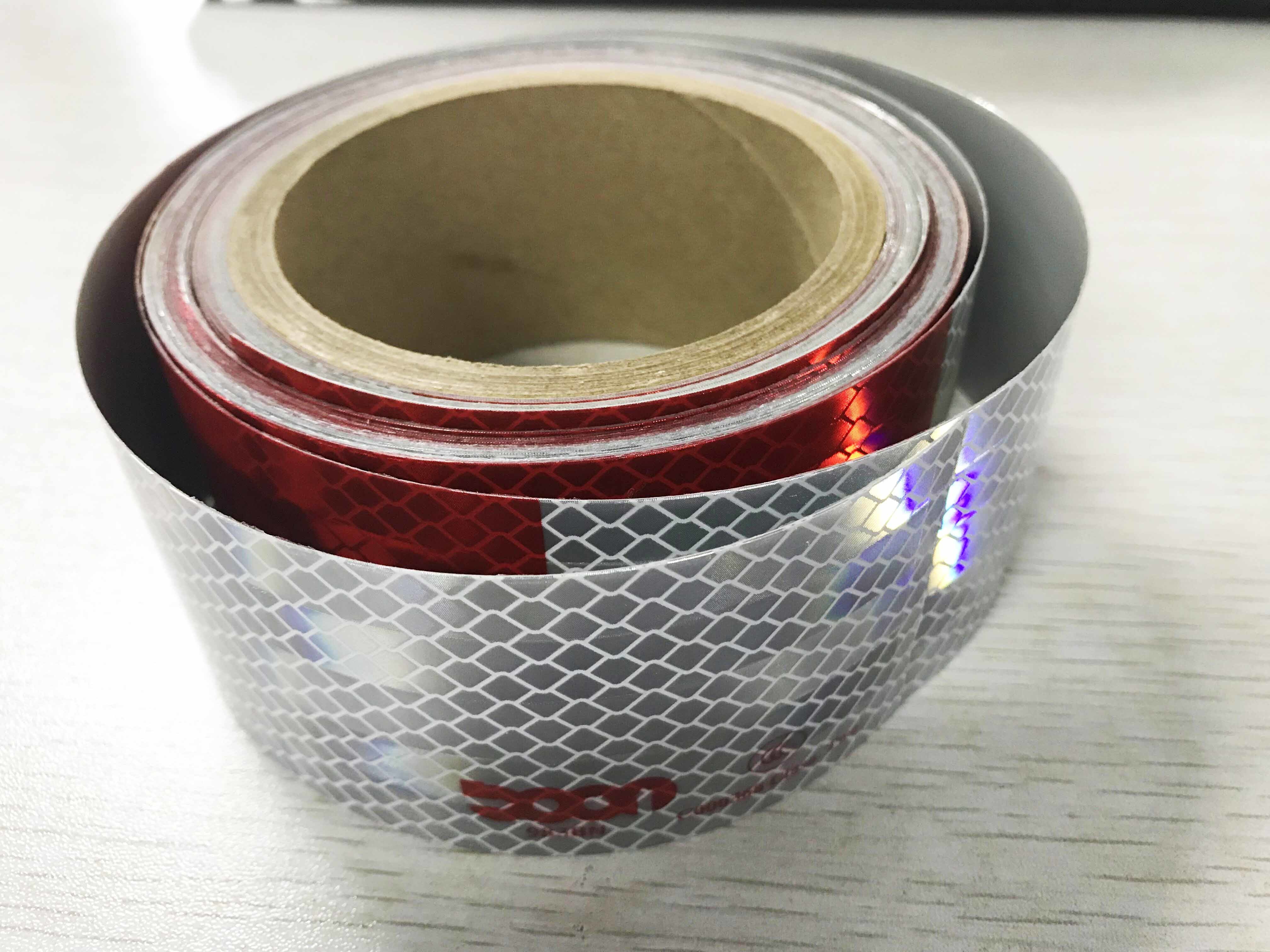 Red And White 5CM X 50M Car Reflective Stickers For Road Safe