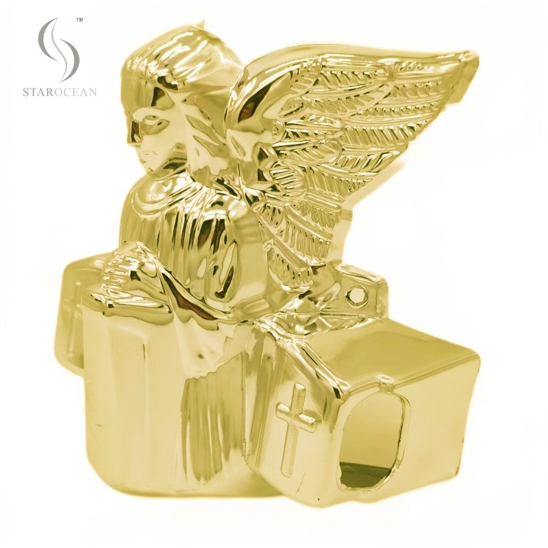 Angel Shape Coffin Corner Last Supper Lug Design Coffin Accessories Gold Plated 19#