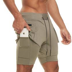 Wholesale 2022 New Running Shorts Men 2 in 1 Double-Deck Quick Dry Sport Shorts Fitness Jogging Workout Shorts