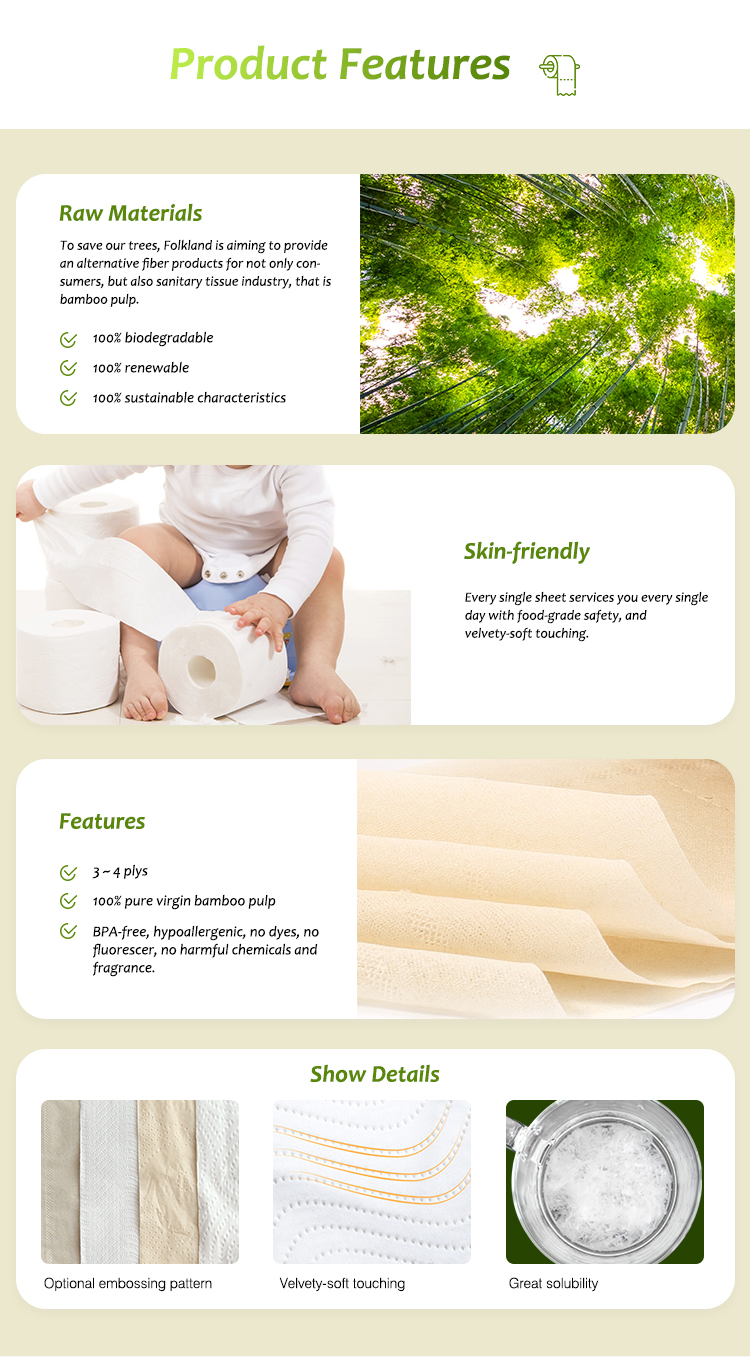 Multiscene 4 Ply Biodegradable Toilet Paper Durable Environmentally Friendly