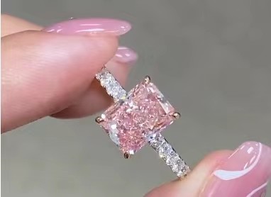 2.26ct Laboratory Grown Pink Diamond Engagement Ring 18K White Gold Bridal Ring