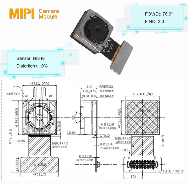 8mp Auto Focus Af Small Camera Modue With Hi846 CMOS Image Sensor