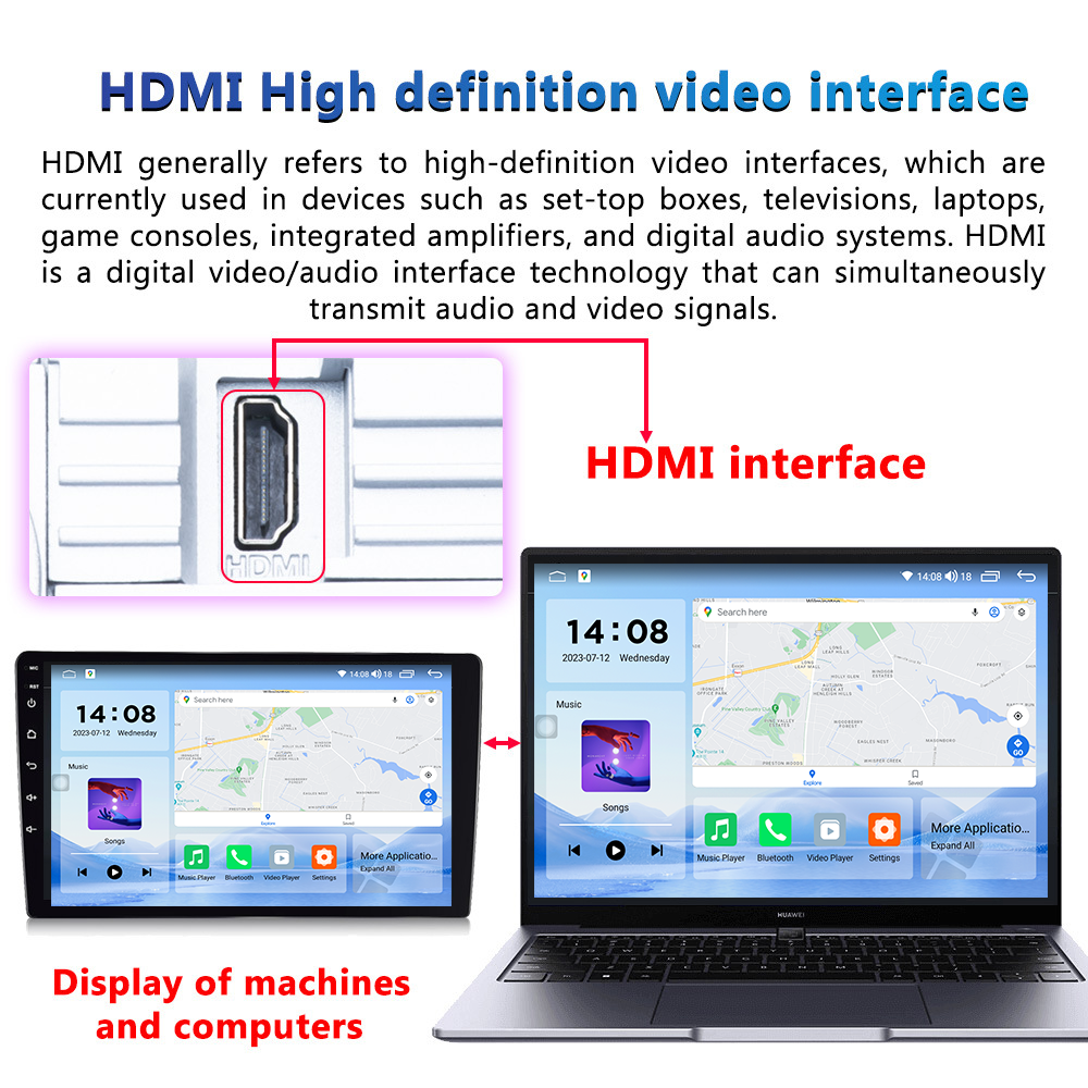 Universal Car Fitment 13 Inch Android Touch Screen Carplay Monitors with Built-in DSP
