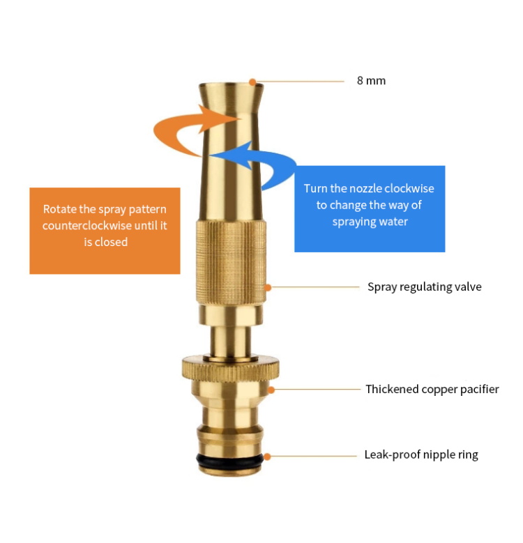 4" rotation Water Spray Gun For Garden With Full Brass Nozzle