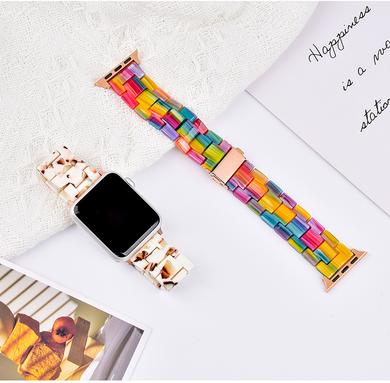 Easy Release Dazzle Color Resin Watch Strap 38mm 42mm