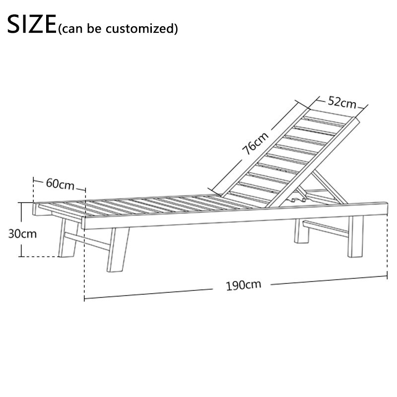 Beach Chair Solid Wooden Outdoor Furniture Folding Recliner Sofa For Hotel Swimming Pool