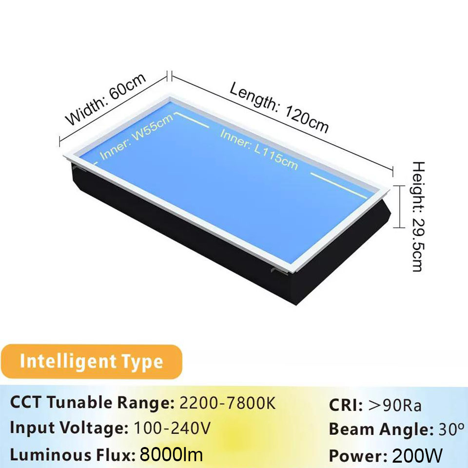Wireless 6500K Skylight Panel LED Light 30 Degree Angle Durable