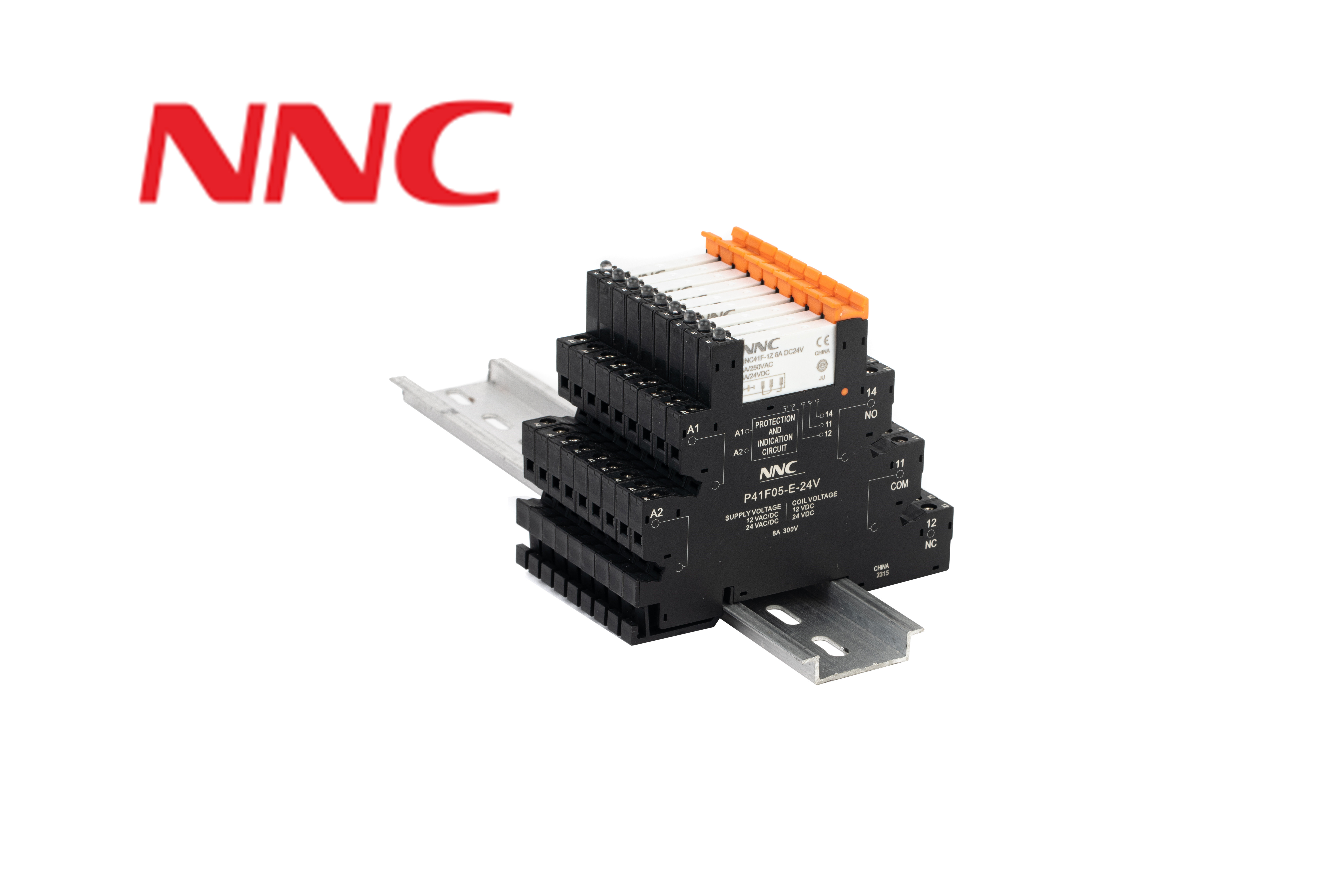 NNC Relay Socket P41F05-E-24V 8A Guide rail mounting type suitable for NNC41 slim relay