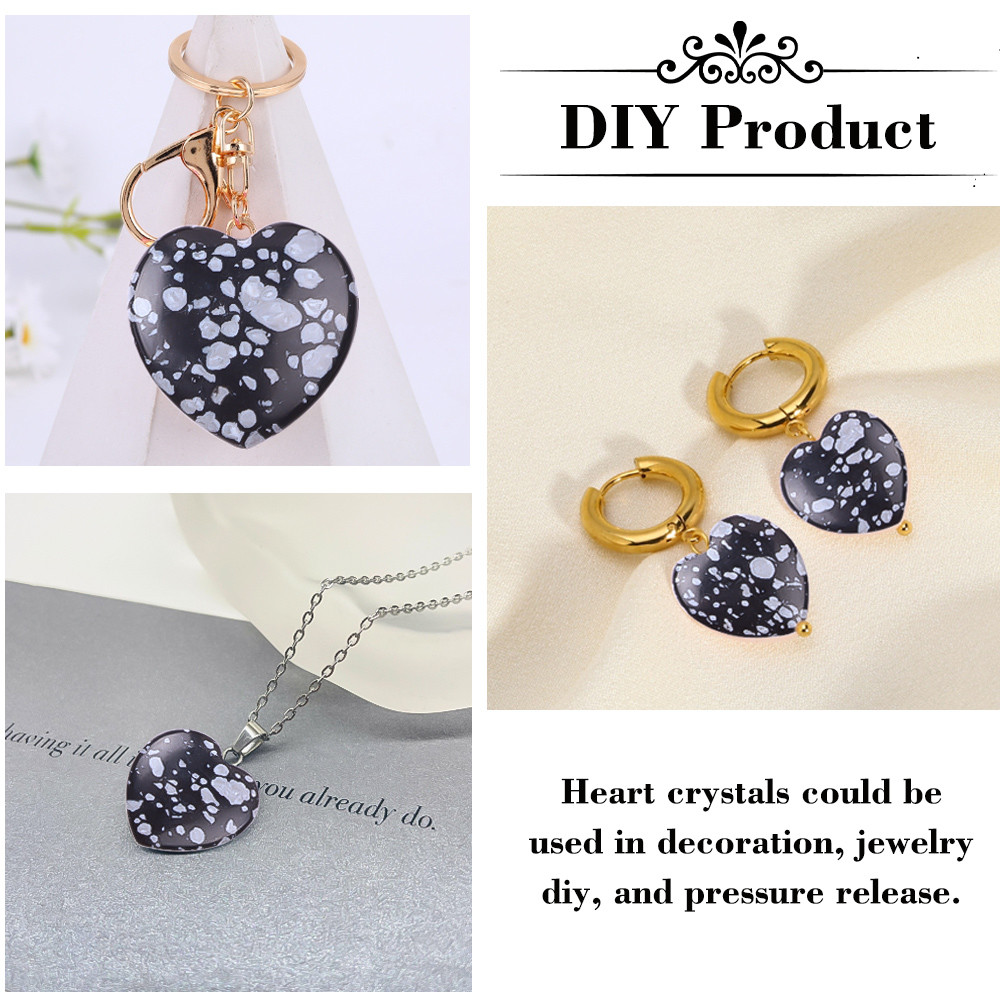 Beneficial Snow Flake Obsidian Heart Shaped Stones Crystals