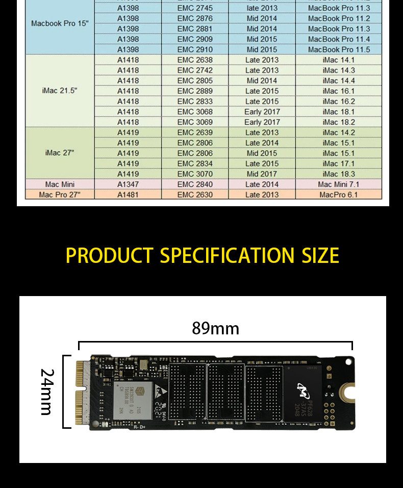 SMI 128GB M 2 NVME SSD Solid State Drive For Apple Macbook Imac Internal 82g 2200 MB/S