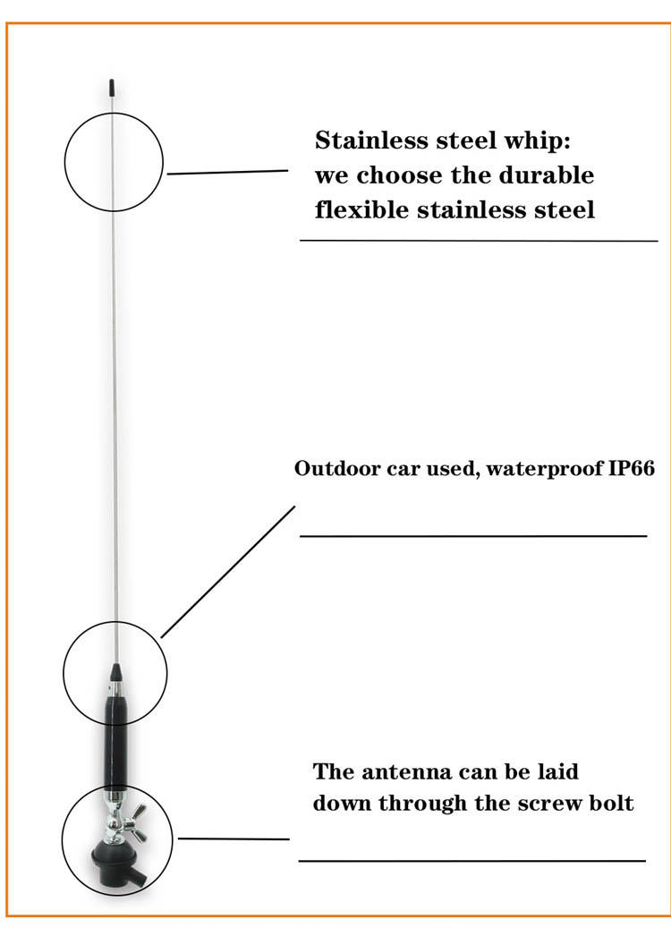Stainless Steel 1.5-2.5dBi Flexible Cb Antenna Car 27mhz Cb Radio Antenna