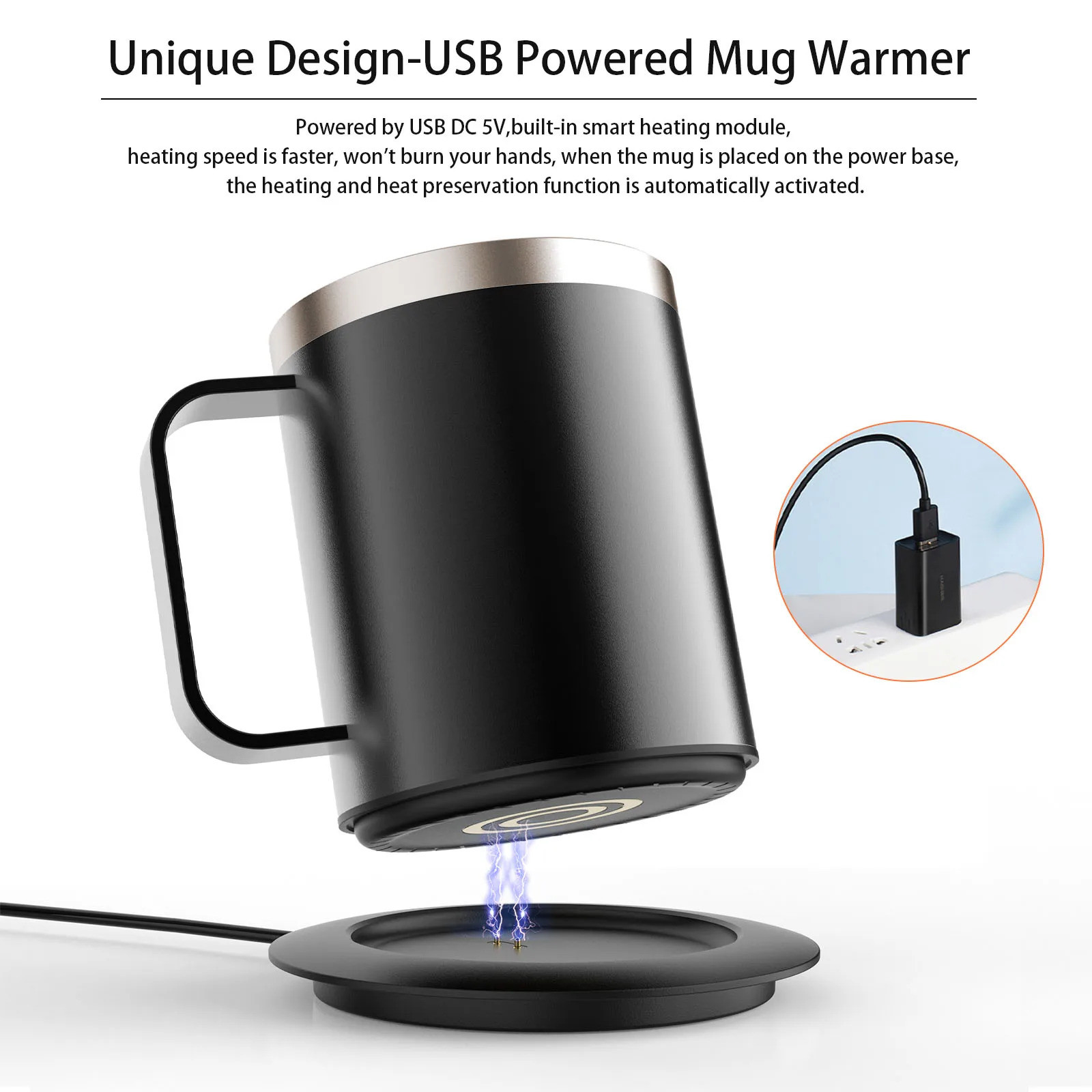 Desktop Intelligent USB Self Warming Coffee Cup Travel Mug OEM