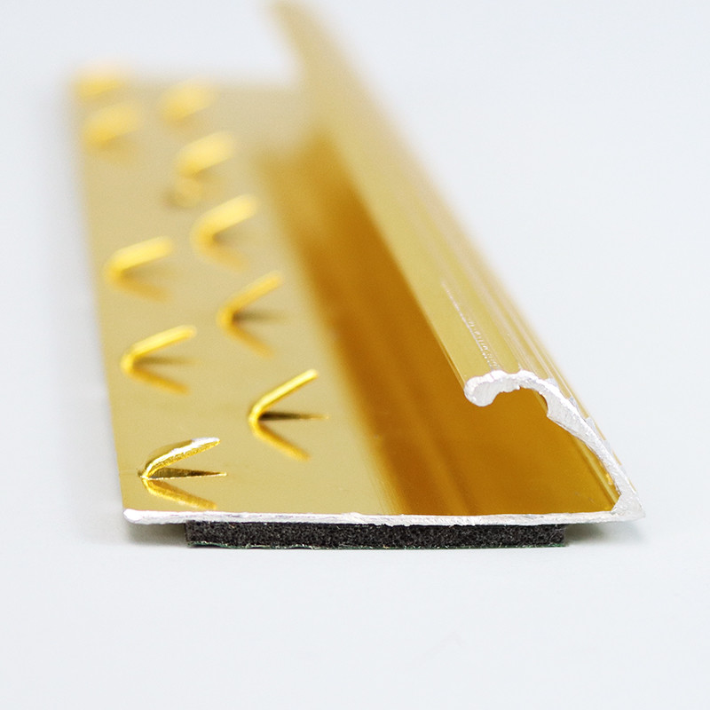 Golden aluminum metal carpet edging tile trim gripper for hotel