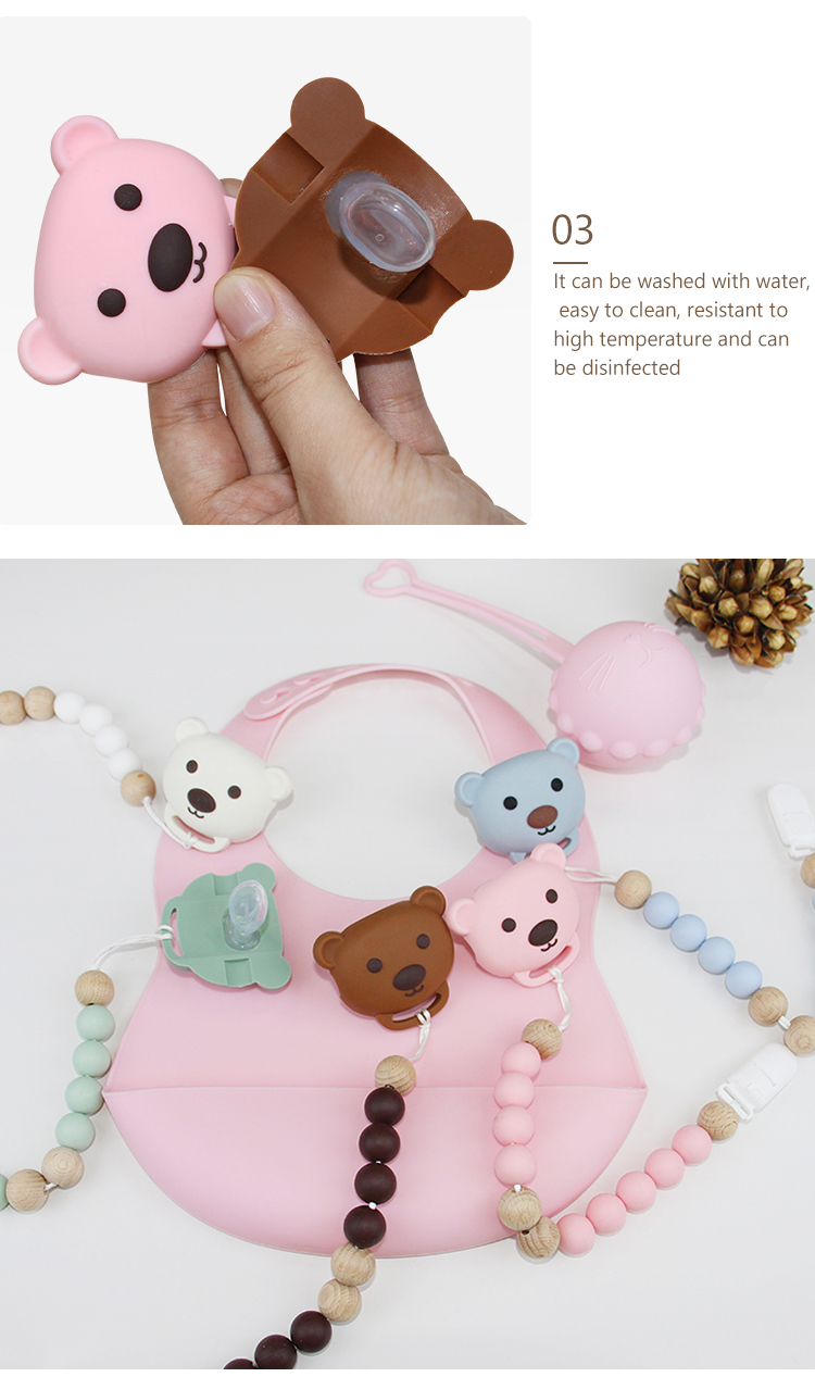 Food Grade Silicone Baby Pacifier Chain With Cute Animal panda Shape