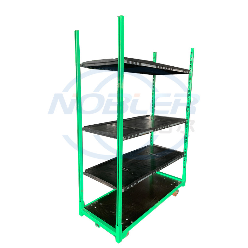 Danish Plywood Flower Trolley Rack Cart Cc Container Floor Height Adjusted