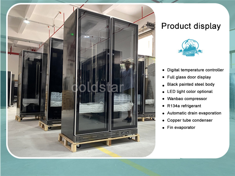 Commercial Double Glass Door Beer Fridge Supermarket Grocery Energy Drink Bottle Display Cooler